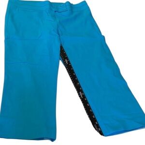 Sharagano size 14 aqua turquoise cropped pants Flat front  with stretch NWT